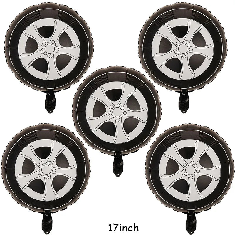 Large Motorcycle Foil Balloons Racing Car Balloon Boy Birthday Party Zpaxo 5pcs Tire balloon Other