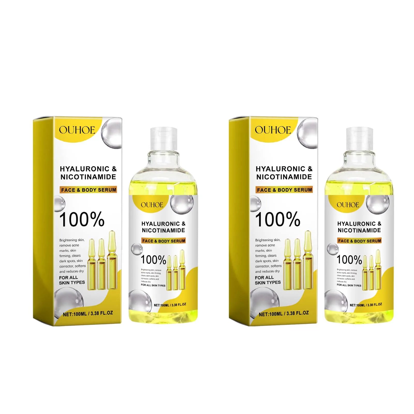 Hyaluronic Acid Facial Serum Moisturizing Smoothing Repair Skin Nicotinamide Brightening Skin Care Lift Firm Face Body Essence Zpaxo 2 x 100ml Boxed