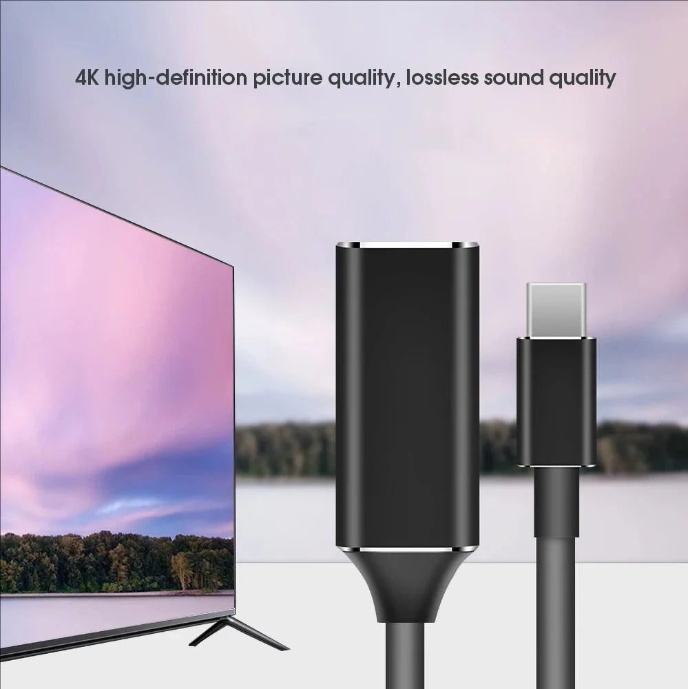 C HDMI Adapter Male Female Converter Cable 4K USB HDTV Laptop Flat Zpaxo