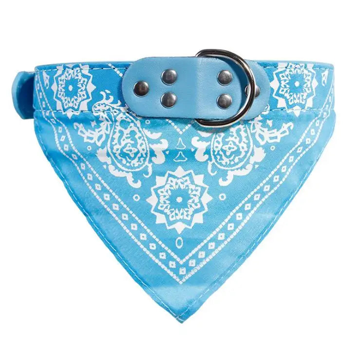 Adjustable PU Polyester Knit Pet Bandana Collar Scarf Saliva Towel Zpaxo SKY BLUE S-suit 3-7.5kg