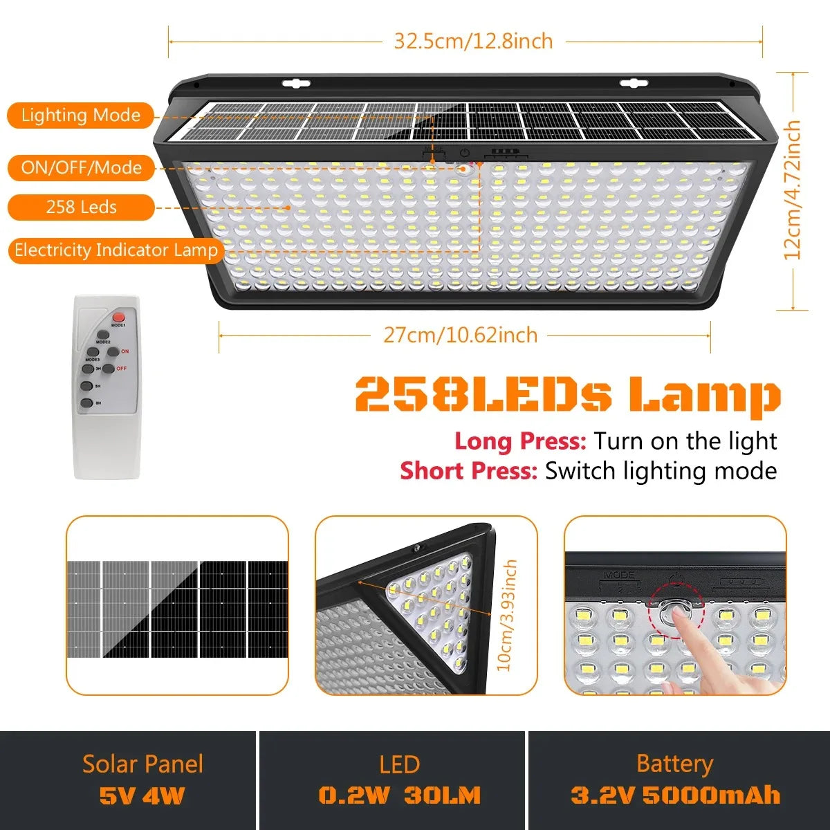 Solar Lights Outdoor Waterproof Motion Sensor 258 LED Flood Light 3 Zpaxo