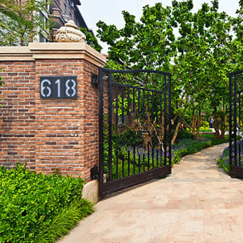 Solar Lights Black House Number LED Exterior Fence Lamps Apply Villa Zpaxo