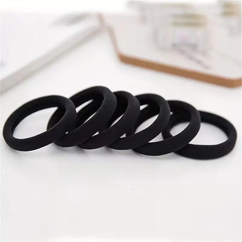 50pcs Black Elastic Hair Ties – Seamless Design, Gentle on Hair, Easy to Use, Everyday Essentials Zpaxo