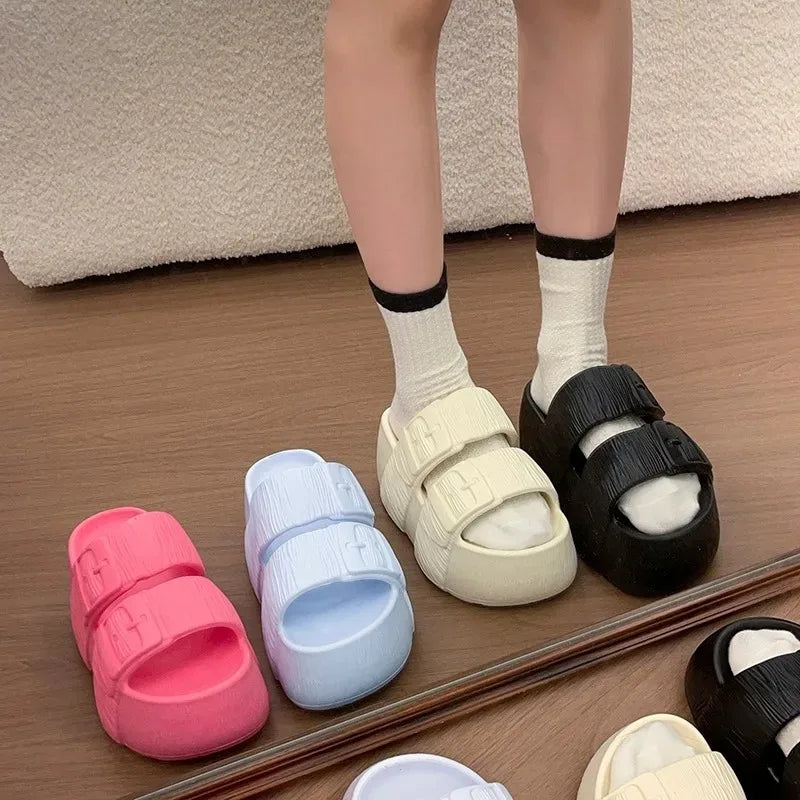 2026 Womens Summer Platform Wedge Slippers EVA Thick Sole Adjustable