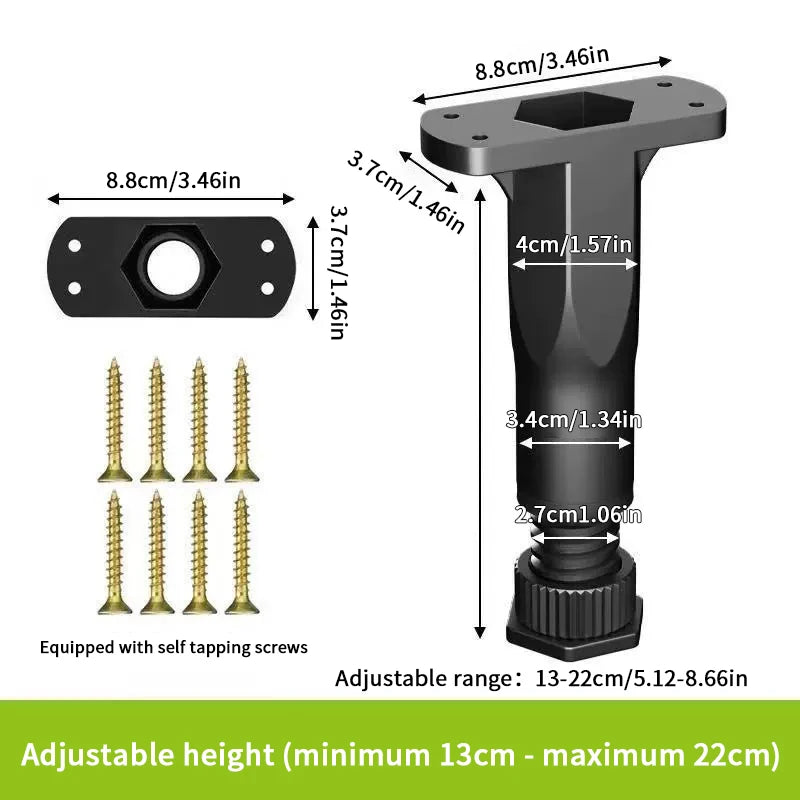 Telescopic Adjustable Bed Beam Support Foot Reinforced Plastic Zpaxo A