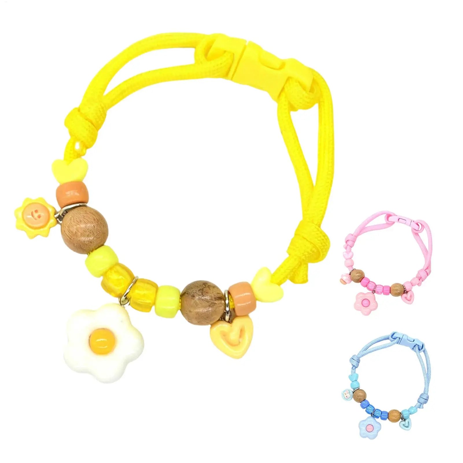 Cat Dog Flea Collar Natural Wood Adjustable Safe Buckle Macaron Fly