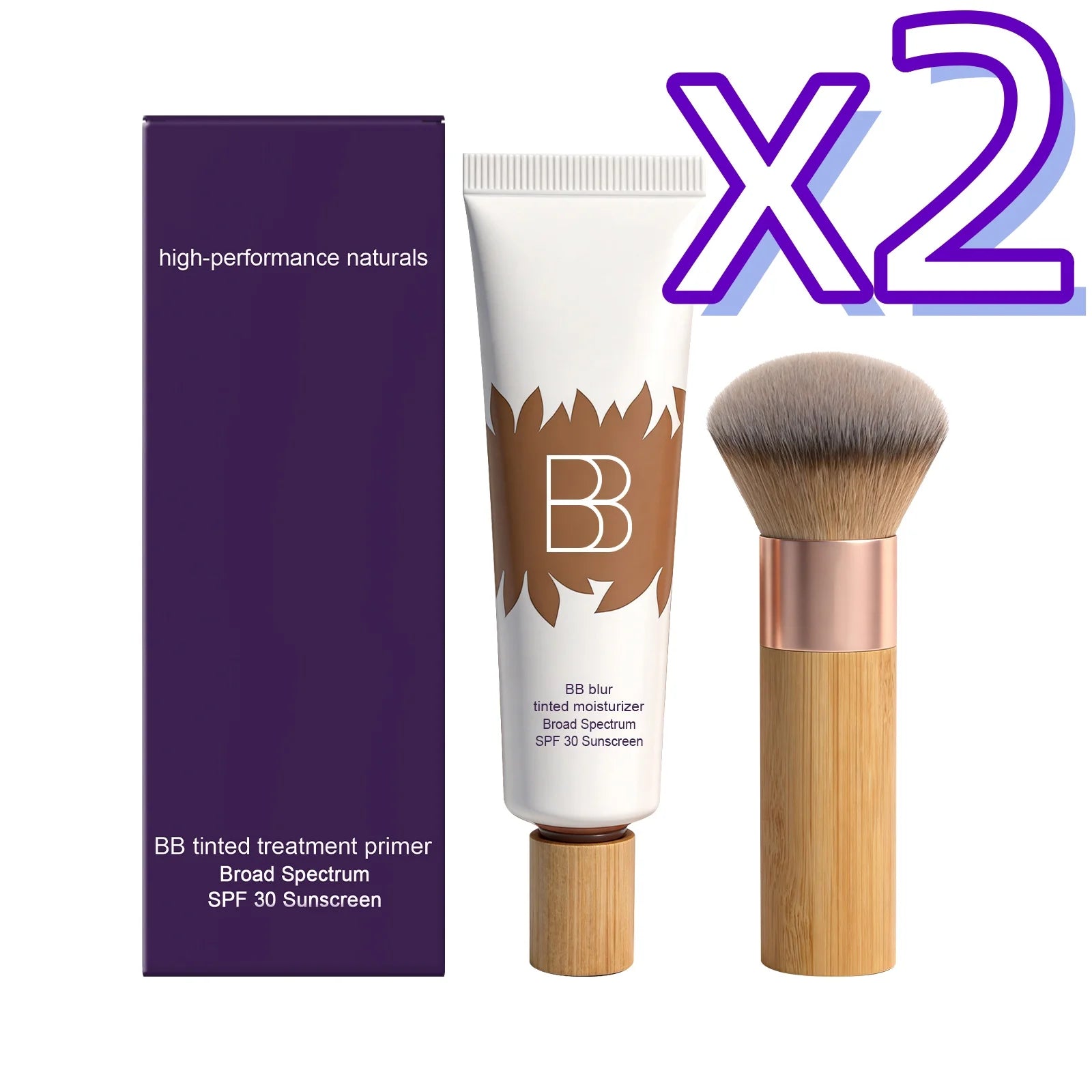 Sunscreen BB Cream Kit – UV Protection, Oil Control & Coverage BB Cream Foundation Zpaxo 1set Boxed x2