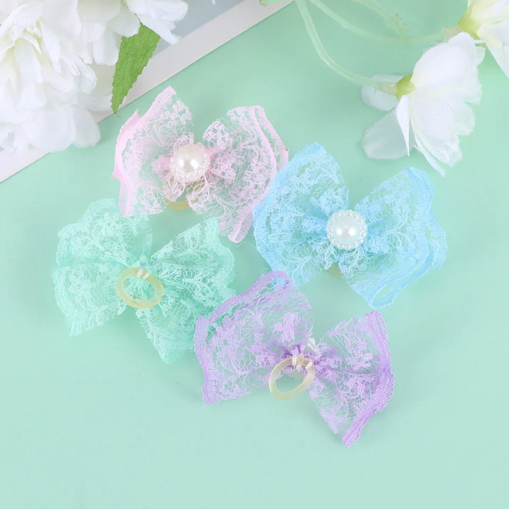 Pet Bowknot Hair Ties Assorted Elastic Rubber Bands Dog Cat Puppy