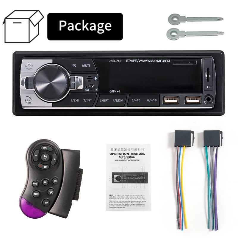 Hippcron Car Radio Audio 1din Bluetooth Stereo MP3 Player FM Receiver