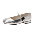 Flat Shoes for Women Spring and Autumn New Silver Mary Jane Shoes Square Toe Loafers Women Ladies Shoes plus size 40 Zpaxo Silver 40