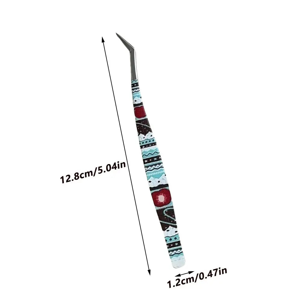 Stainless Steel Curved Stickers Tweezers High Precision Cartoon Lashes Extension Tweezer Anti-static Eyelash Curler Zpaxo