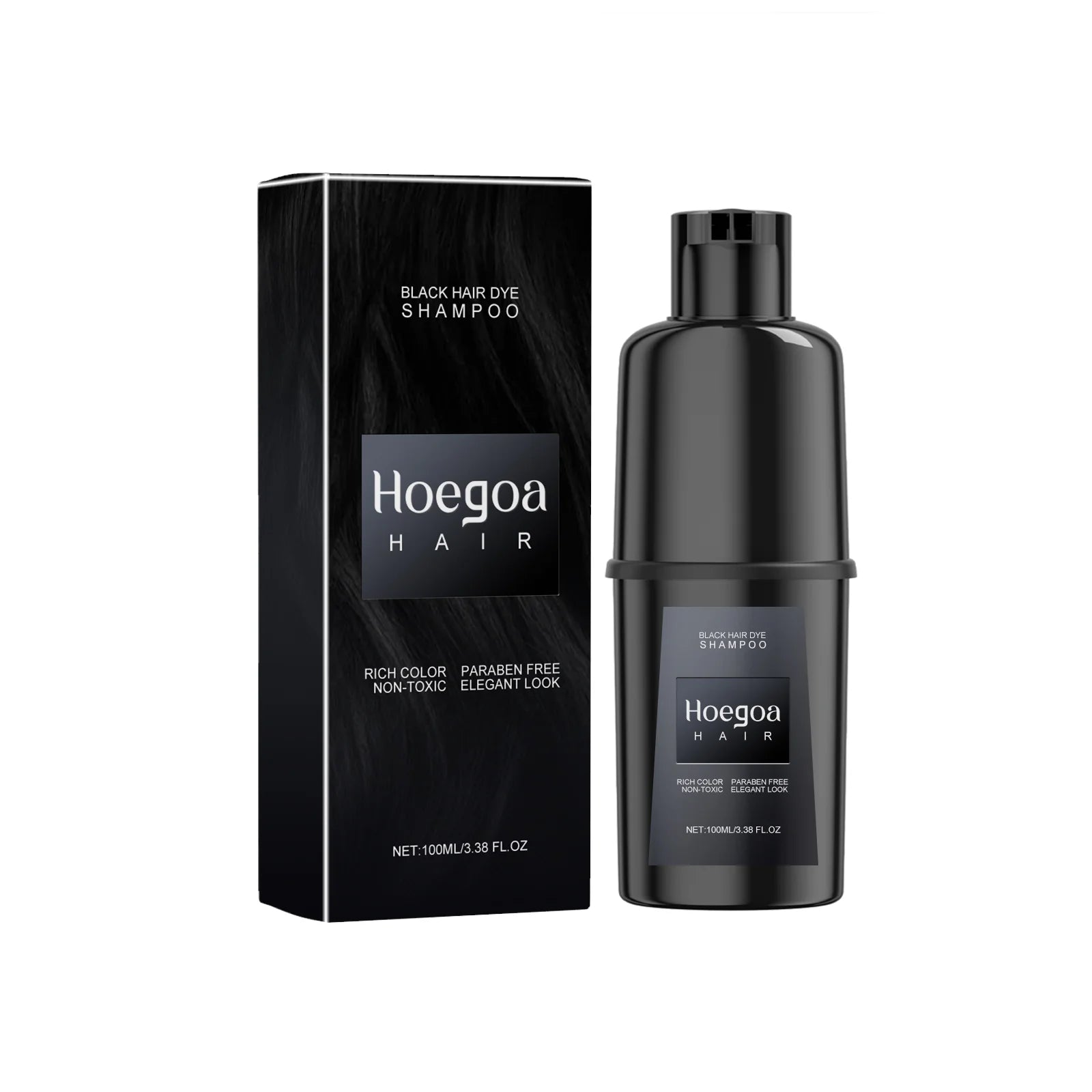 HOEGOA Herbal Hair Dye Shampoo – Red, Purple, Brown, Black Hair Dye Shampoo Zpaxo Black