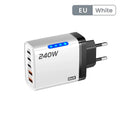 240W 5-Port USB-C Fast Wall Charger – QC 3.0 Multi-Device USB Wall Charger Zpaxo EU White