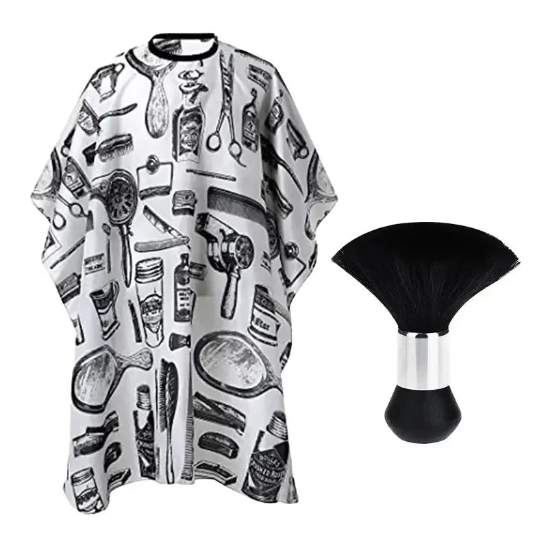 2026 Hot Sale！Hairdressing Coth Pattern Cutting Hair Waterproof Cloth Salon Barber Cape Professional Hair Stylist Retro Aprons Zpaxo WB-09--BR01-Silver
