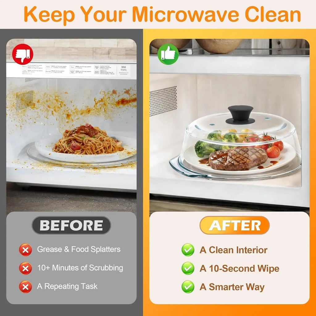 Glass Microwave Cover For Food Reusable Heating Clear Lid With Silicone Handle Microwave Splatter Cover Glass For Oven Bowls Zpaxo