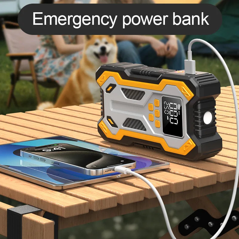 Car Jump Starter Air Compressor LCD Screen 30000mAh Portable Booster Zpaxo