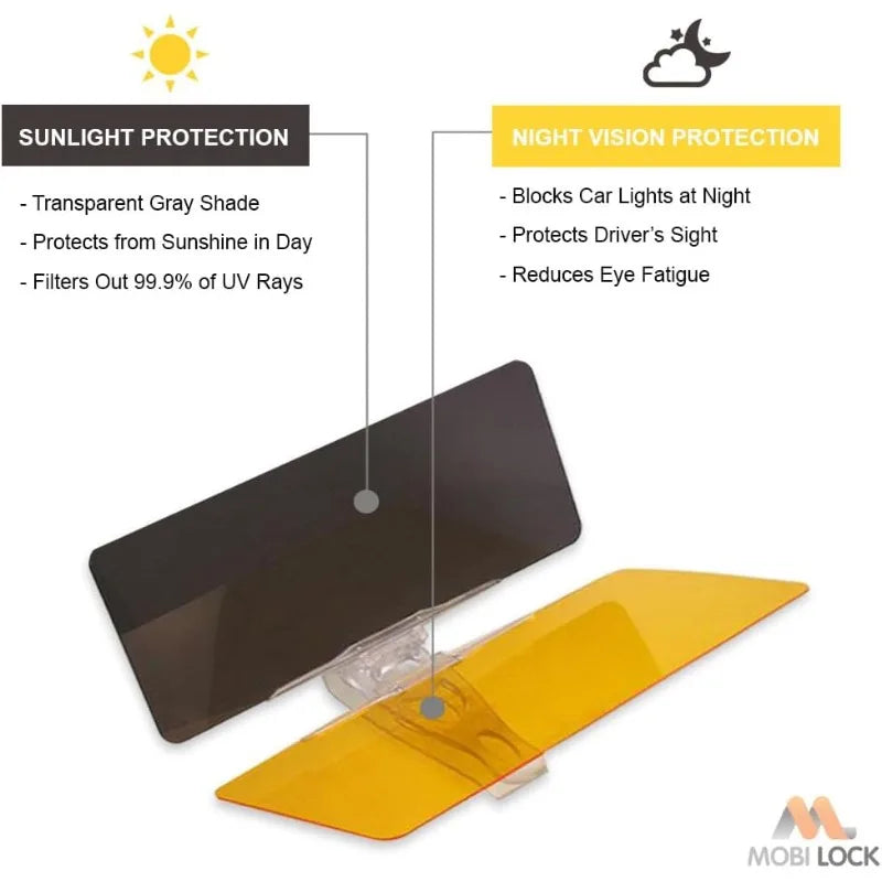 Dual Purpose Car Sun Visor Day Night Anti Glare Extender Driving