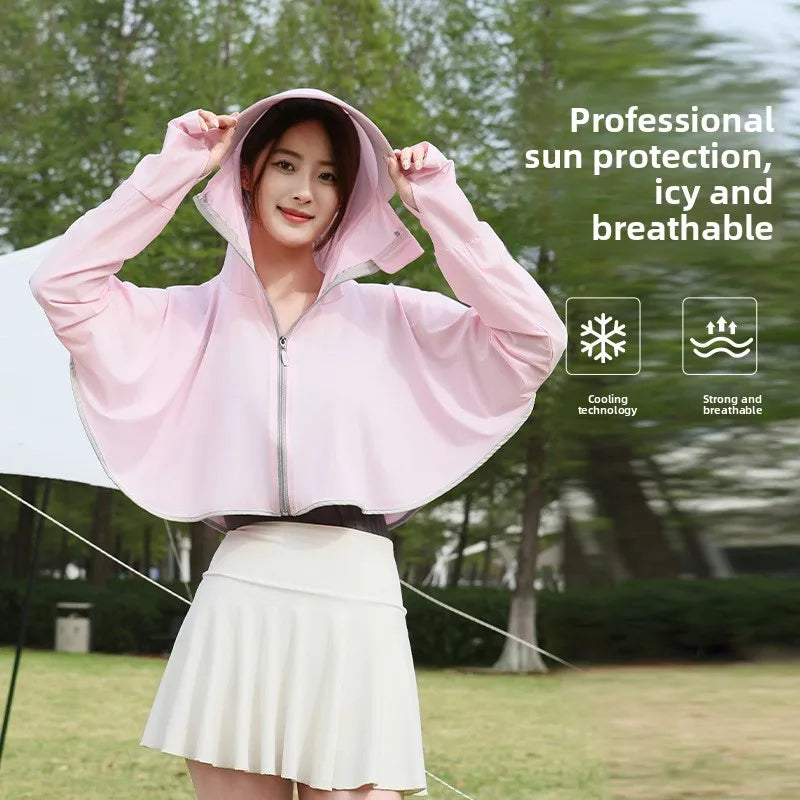 Women's Ice Silk Sun Protection Jacket Spring Summer UV-Blocking