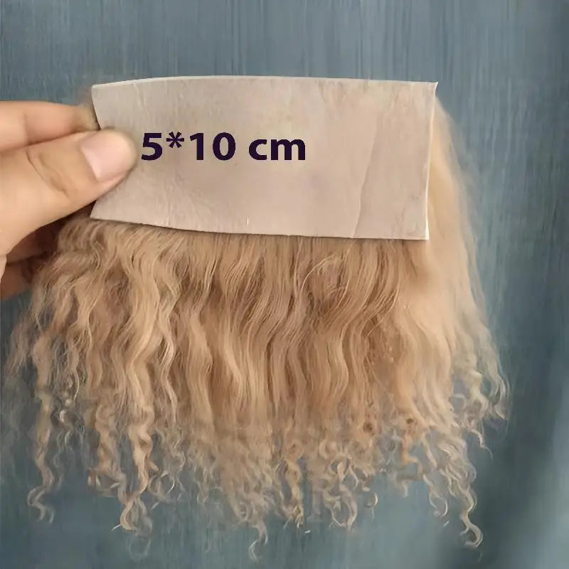 ▶1Pcs Dolls Accessories Mongolia Fur Sheepskin Wool Extensions Curly Texture Hair Row Curly Hair Extensions SD Blyth Wigs Hair Zpaxo