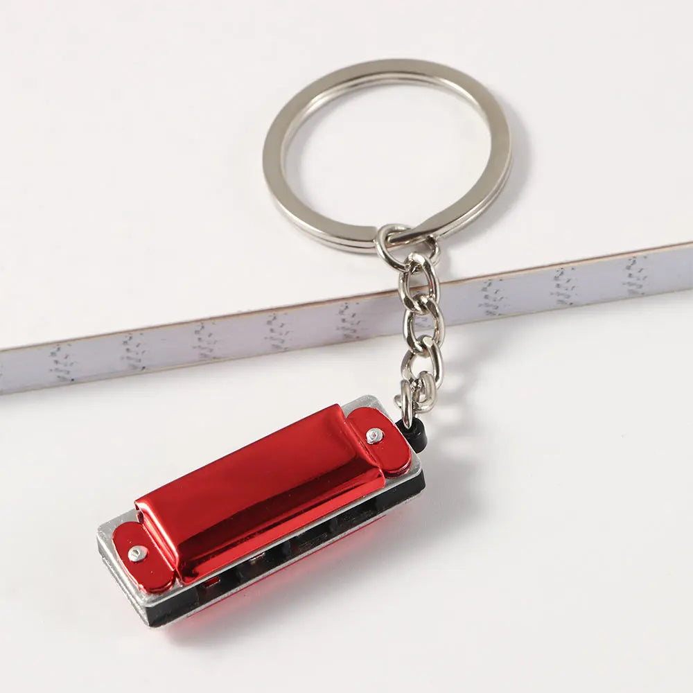 Musical Instruments Shaped Woodwind Instruments Bag Pendant Hanging Pedants Keys Holder Harmonica Keychain Harmonic Keyring Zpaxo red