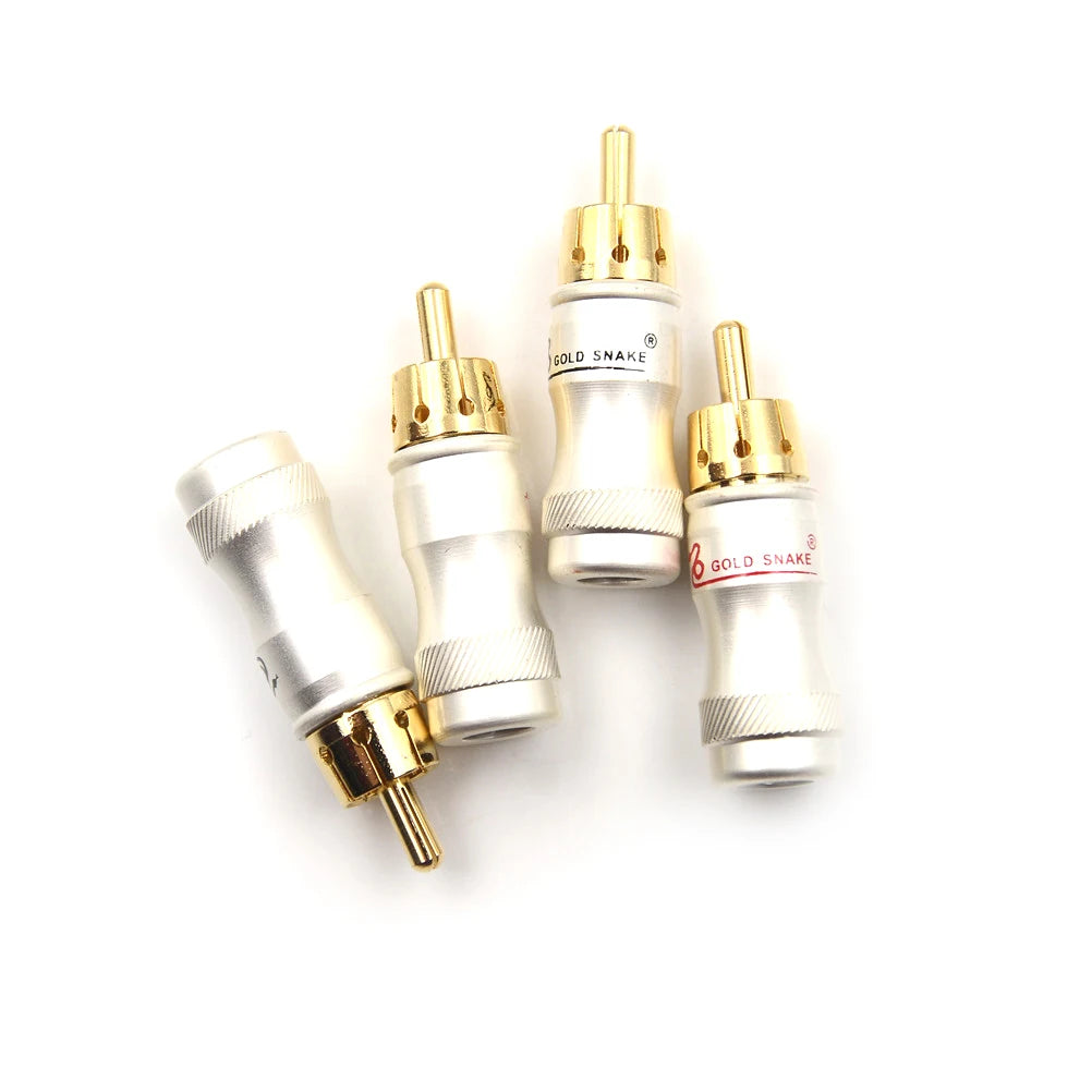 ▶4Pcs Goldplated Male Plug HIFI Audio Cable Audio Video Connector Adapter Zpaxo 4PCS