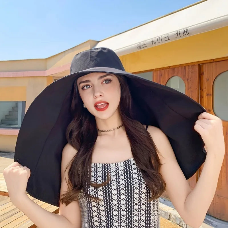 Elegant Wide-brim Shawl Sun Hat Summer Fashion Ideal Travel Beach