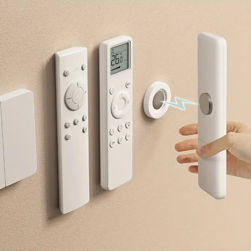 3pcs No Drill Magnetic Remote Holder - Wall Mount for TV/AC/DVD Remotes, White Space-Saving Design Zpaxo