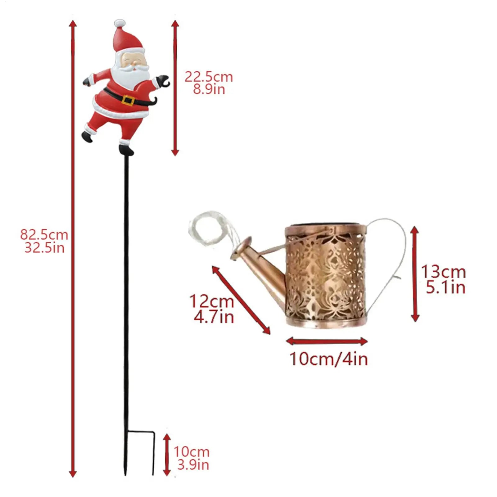 Christmas Solar Kettle Lights LED Waterproof Vintage Lamp Watering