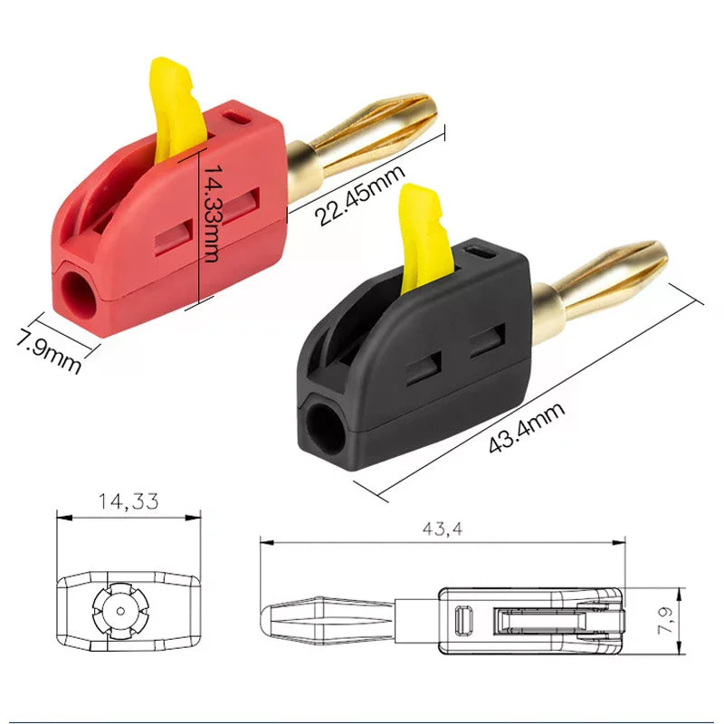 Portable 32A 4mm Banana Plug High Current Quick Connect Gold-Plated Banana Connectors Audio Copper Speakers Amplifier Zpaxo