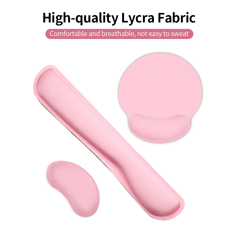 Ergonomic Memory Foam Wrist Support Set Keyboard Wrist Rest Mouse Wrist Rest Mouse Pad Set with Fabric Anti-slip Rubber Base Zpaxo