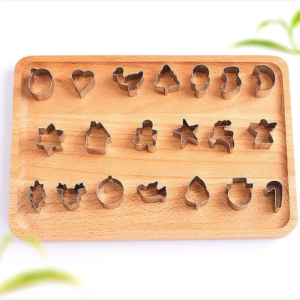 20Pcs/Set Stainless Steel Christmas Cookie Cutters Mini Baking Molds Snowman Tree Star Bell Designs For Cookies Fondant Holiday Zpaxo