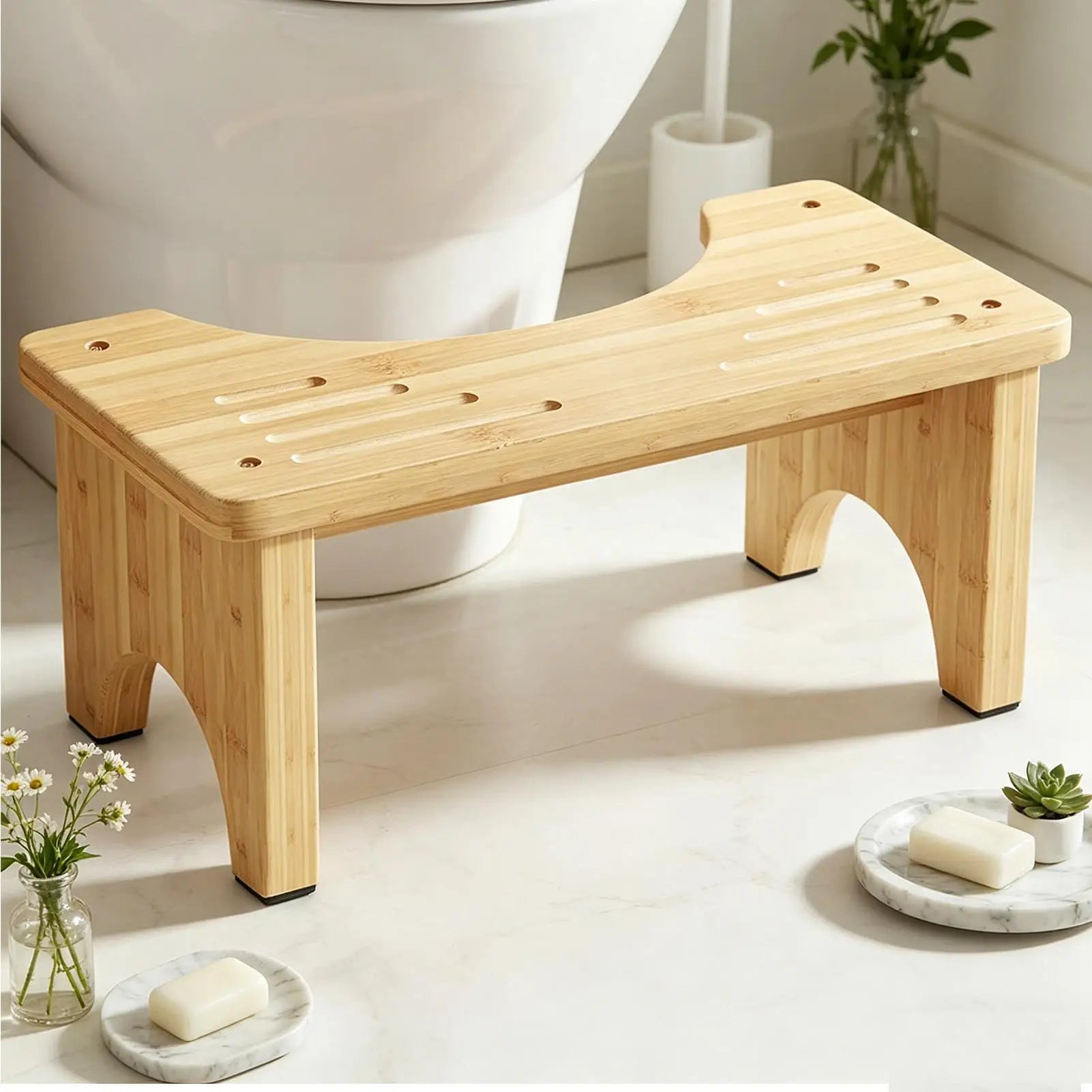 Toilet Step Pooping Wooden Portable Foldable Non-slip Bathroom Stool