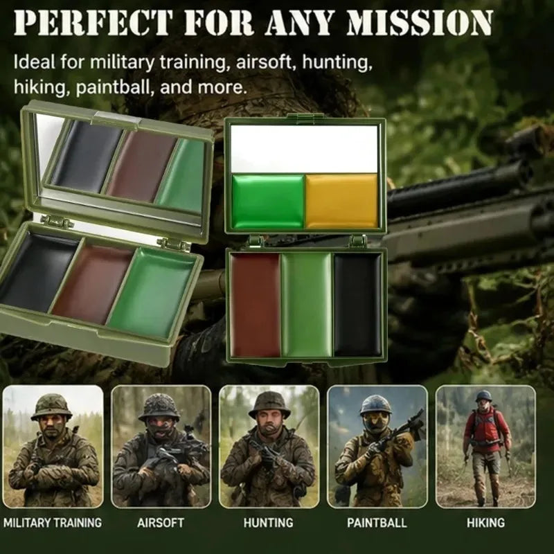 Three-Color Camouflage Face Painting Tactical Outdoor Cs Field Equipment Realistic Camouflage Makeup Oil for Disguise ＆ Blending Zpaxo