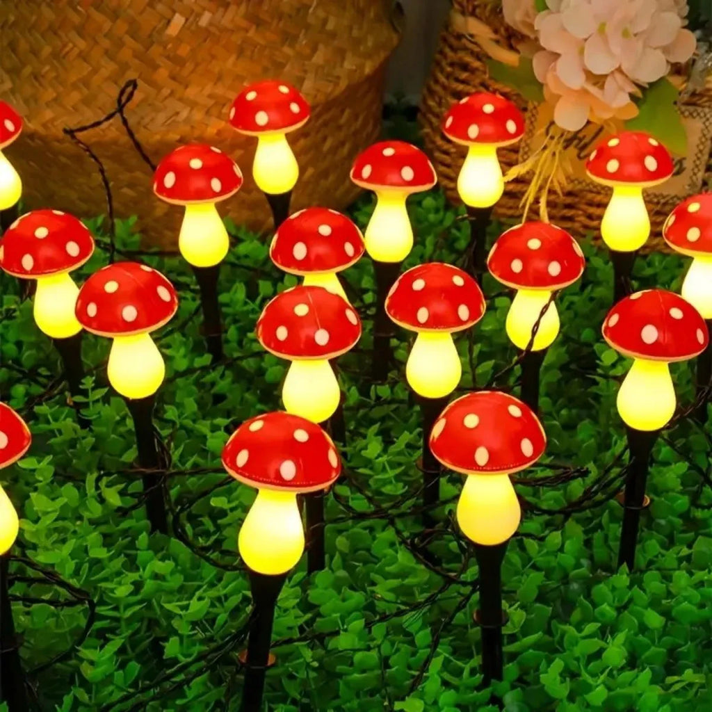 Solar Outdoor Lights Cute Garden Mushroom Decorative Pile String Zpaxo