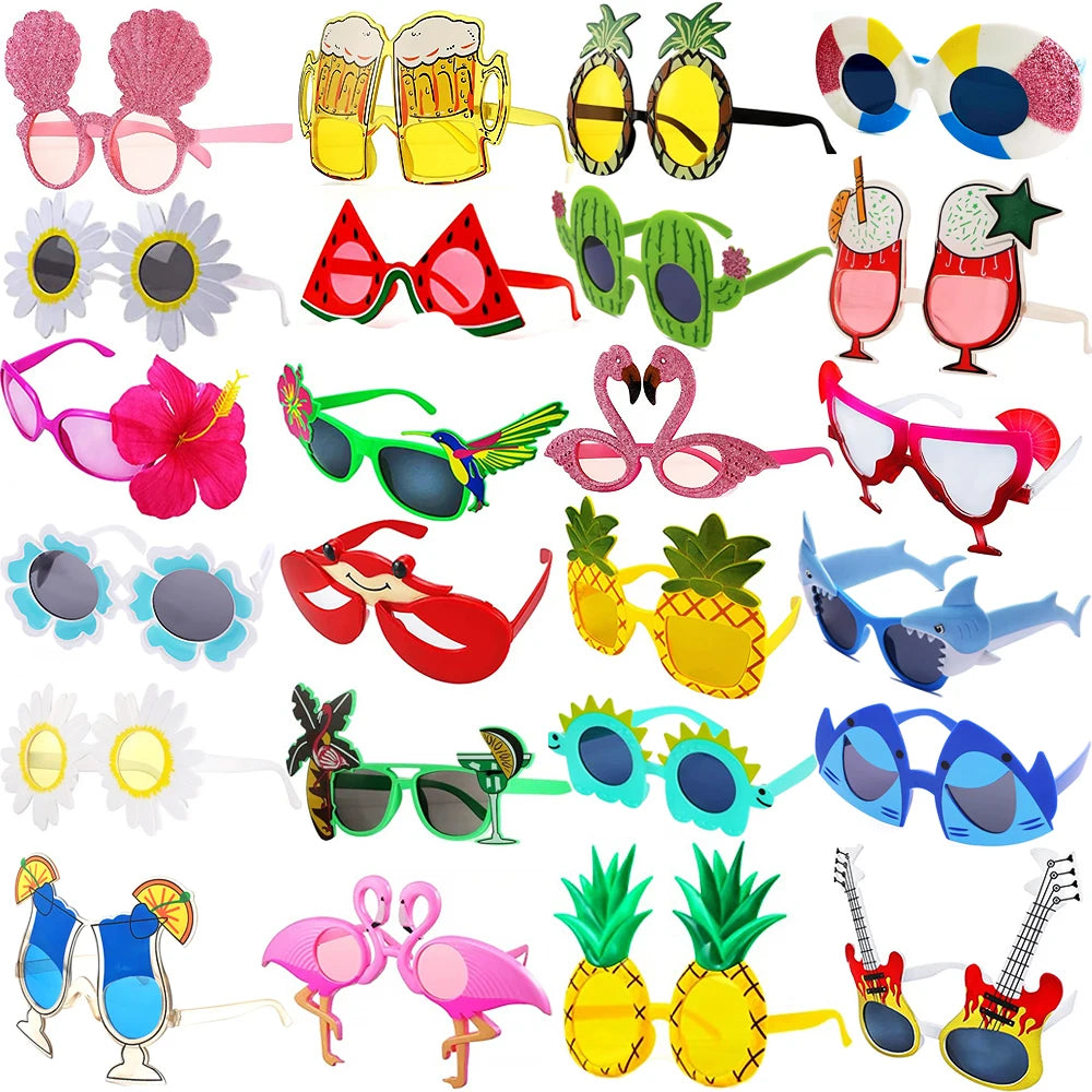 Hawaiian Plastic Glasses Flamingo Pineapple Sunglasses Summer Beach