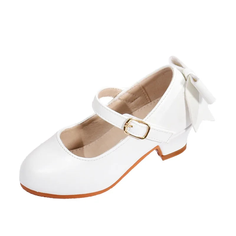 Girls' Leather Princess Shoes 2023 Children's Round-toe Soft-sole Zpaxo White2 38(Insole23.5cm) China Mainland