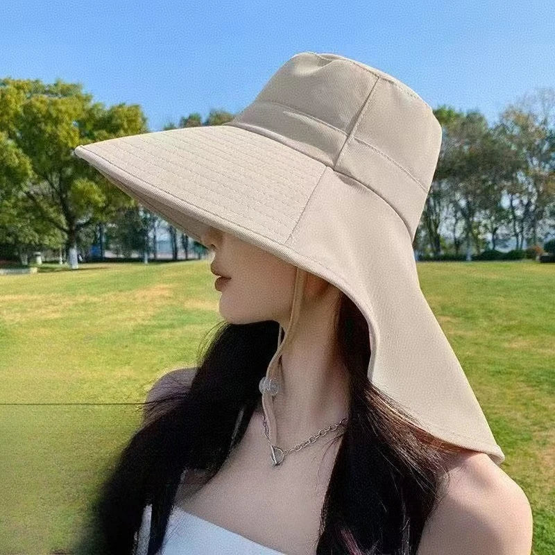 Women's Summer Sun Hat Fisherman Wide Brim Shawl Detachable Cycling