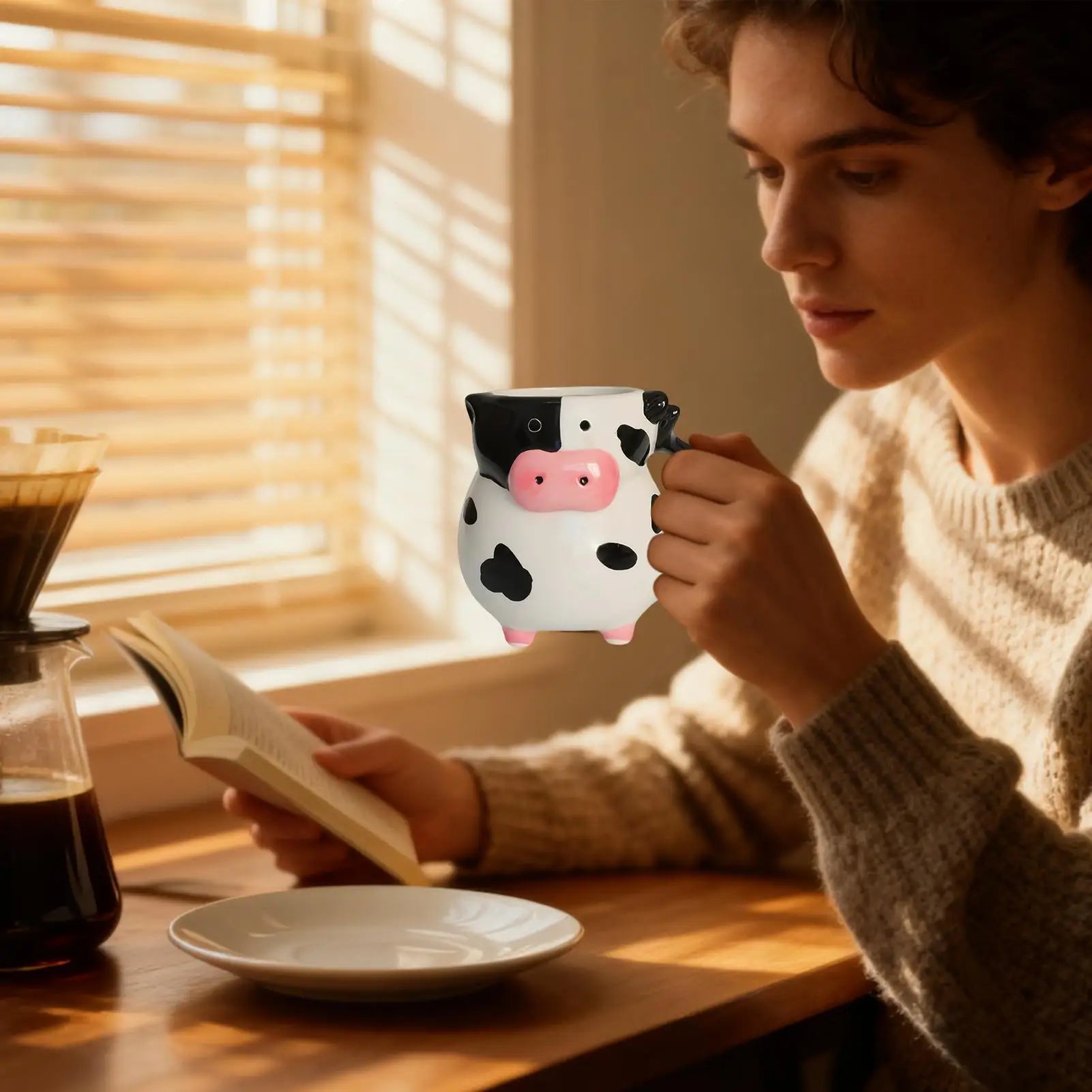 Cow Pattern Coffee Mug Cute Ceramic Milk Cup Handle Tea Chocolate