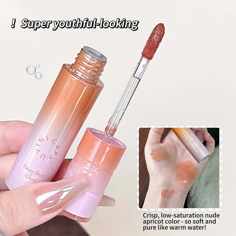 Water Light Mirror Lip Gloss Lasting Moisturizing Lightweight Lip Glaze Fine Sparkling Liquid Lipstick Nude Lip Makeup Cosmetics Zpaxo