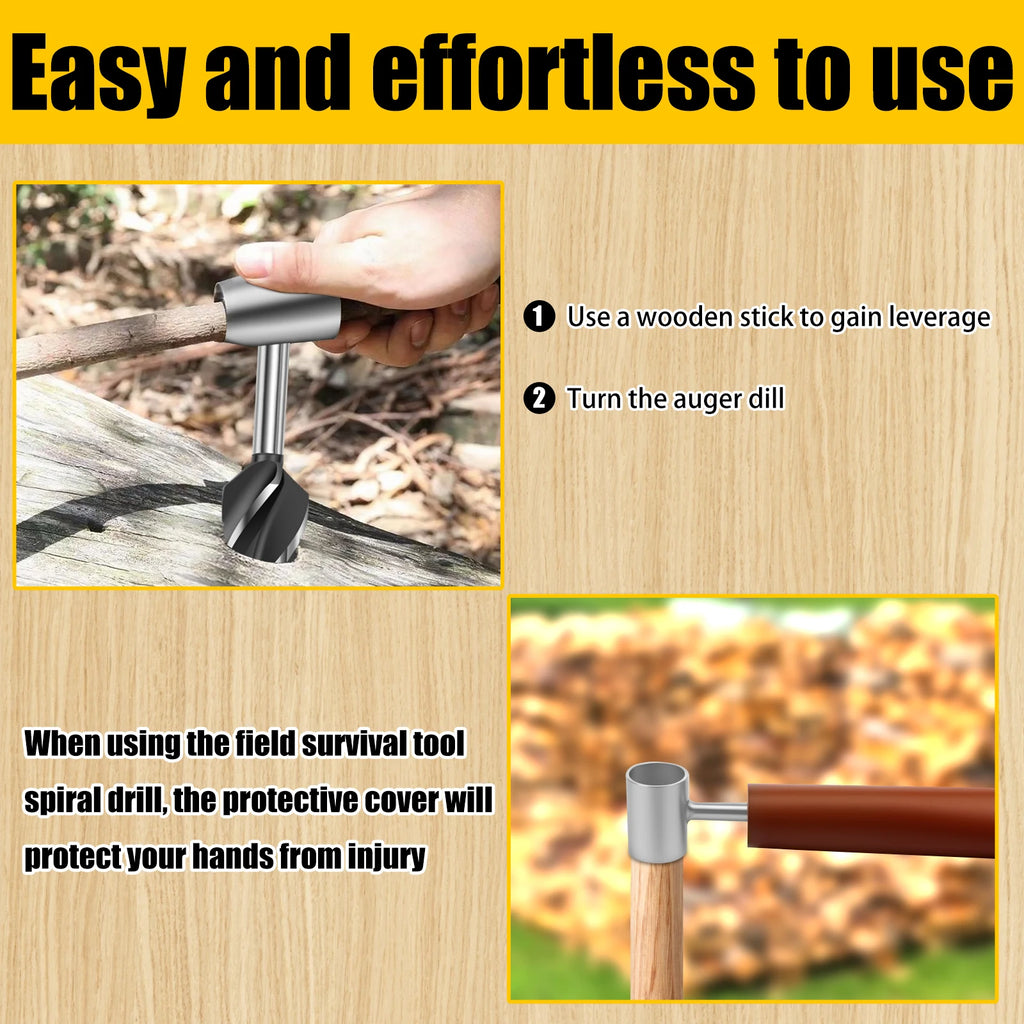 Hand Drill Carbon Steel Manual Auger Drill Portable Survival Drill Bit Self-Tapping Survival Wood 26mm Hole Punch Tool Camping Zpaxo