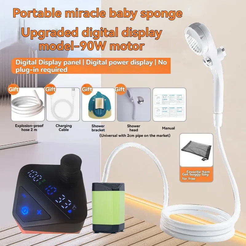 Portable Rechargeable Electric Shower Pump USB Powered Waterproof Zpaxo Green Upgraded