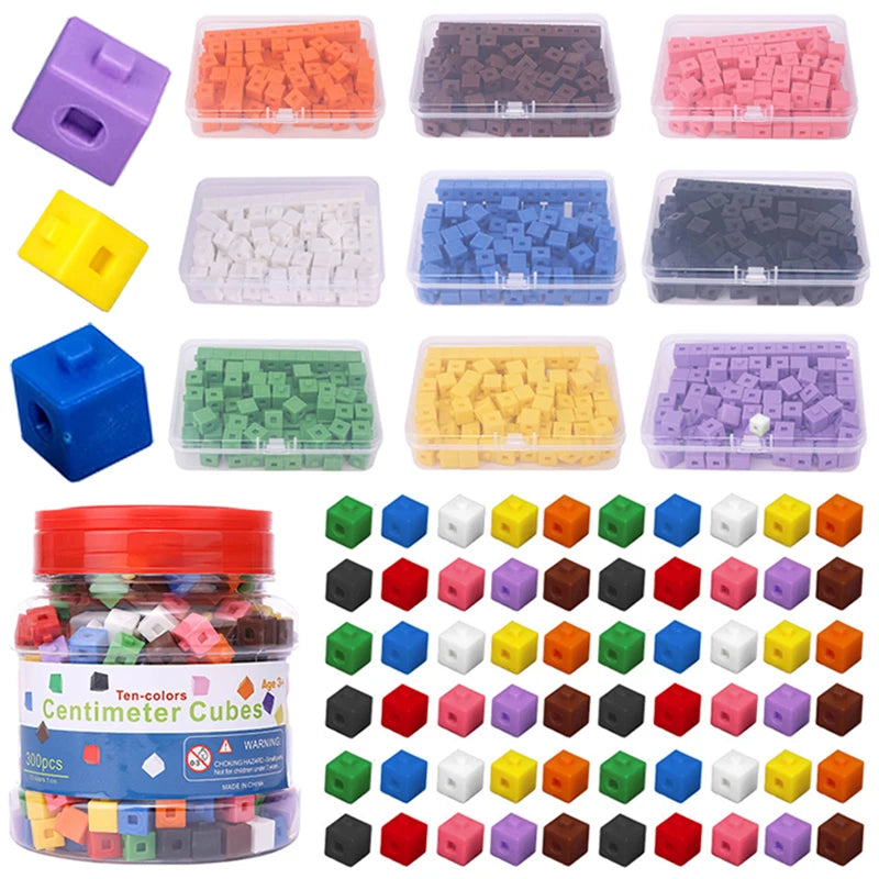100 Linking Cubes Montessori Math Toys Number Blocks Learning Decimal