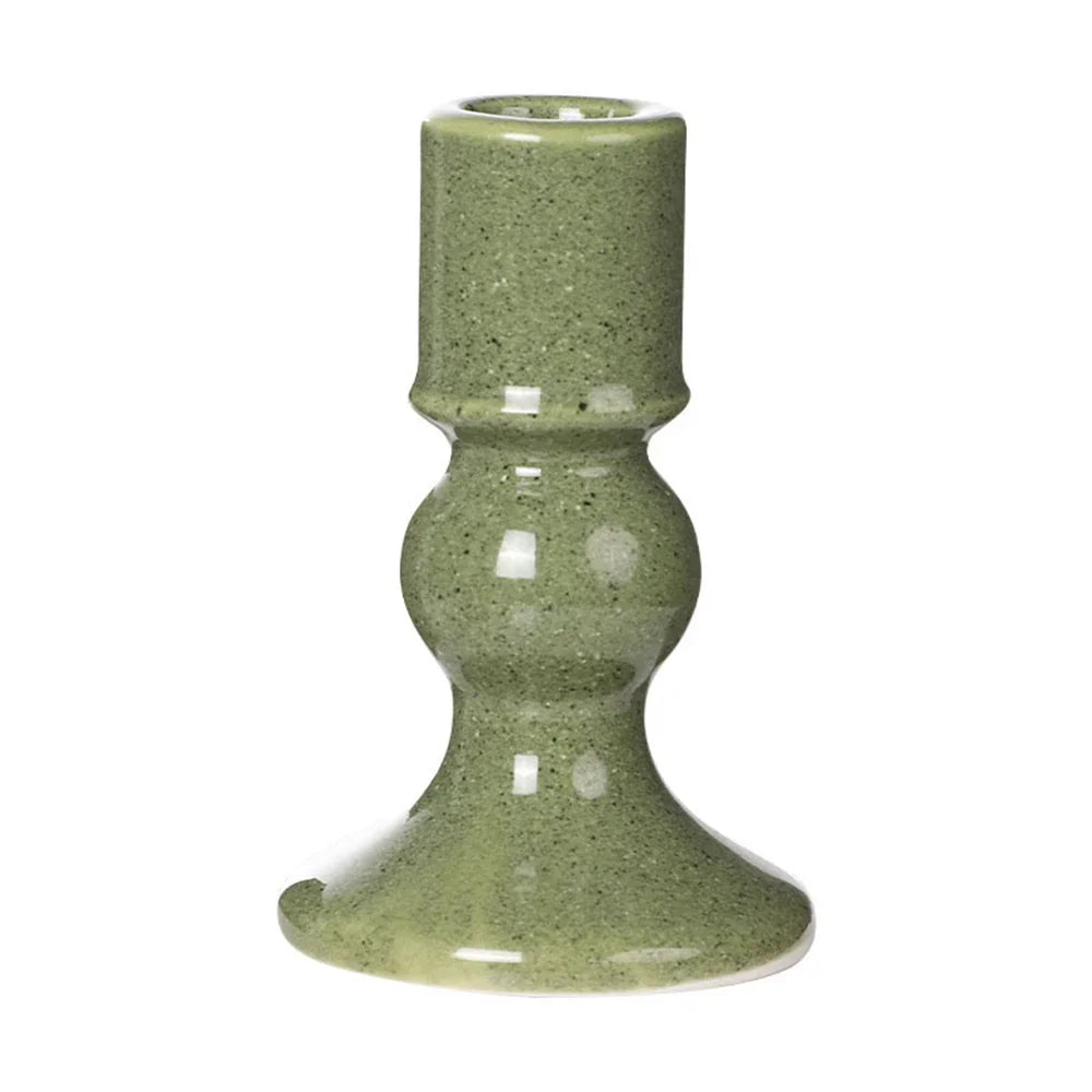 Round Ceramic Pillar Candle Holder Stoneware Table Centerpiece