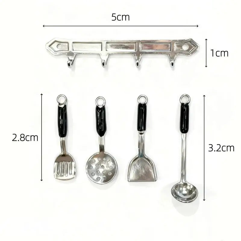 ▶1 Set Simulation Models Dollhouse Vertical Hanging Spatula Soup Spoon Funnel Miniature Kitchen Scene Tools DIY Decoration Zpaxo 1set