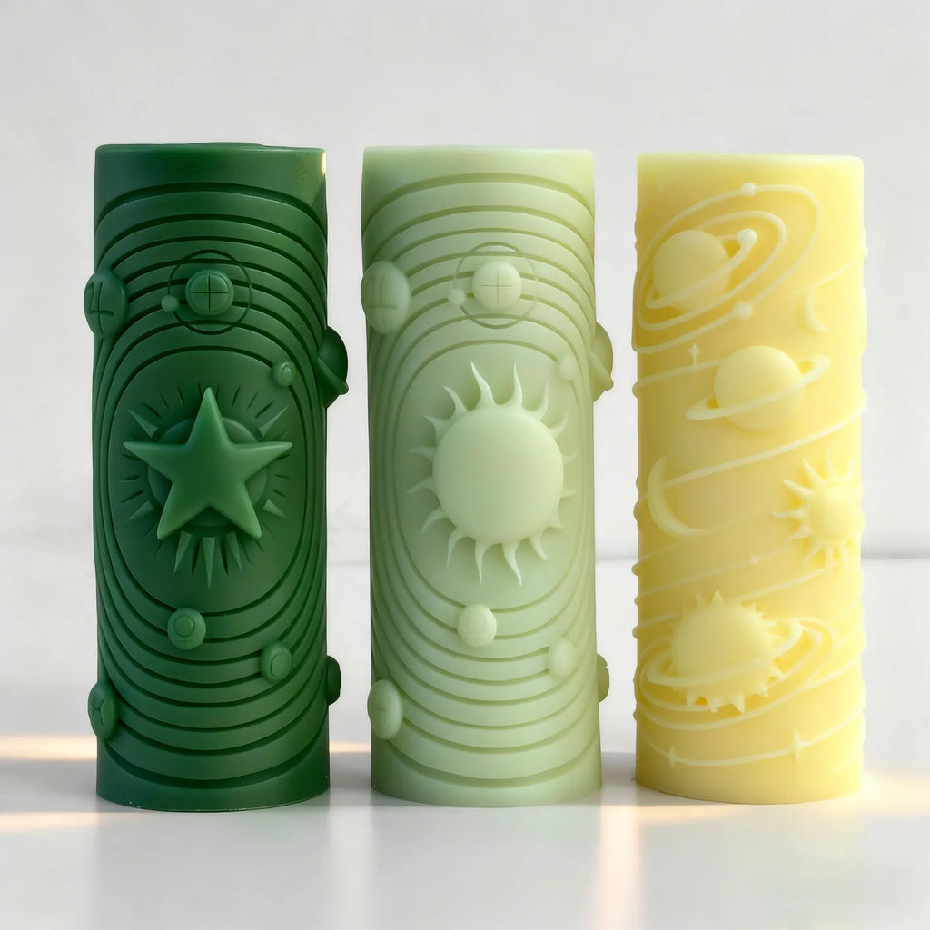 Planet Series Relief Star Sun Moon Candle Silicone Mold Cylindrical Aromatherapy Handmade Soap Gypsum Plaster Mold Home Decor Zpaxo