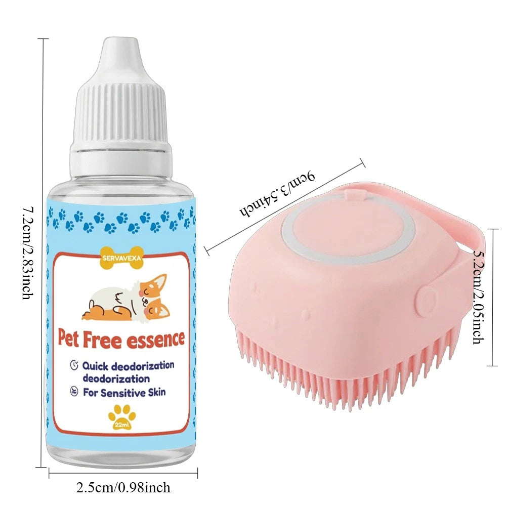 Pet Dry Bath Essential Oil Soft Silicone Cleaning Brush Set Cat Dog Odor Control Waterless Shampoo Dispenser Grooming Supply Zpaxo