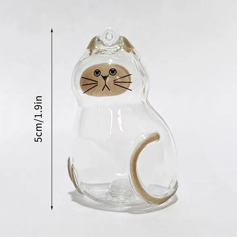 Memorial Keychain Cat Hair Storage Container Cute Cat Shaped Keyring Portable Handmade Key Chain DIY Keychains Accessories Zpaxo