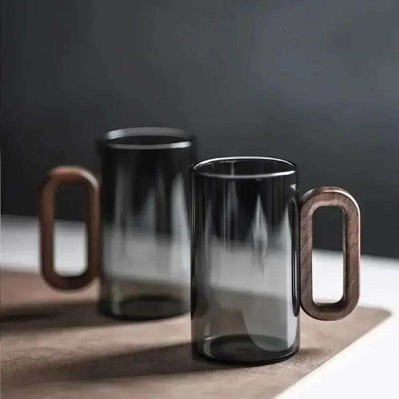 NewGlass Wood Single-layer Cup High Borosilicate Pyrex Tea Cup Large Capacity Drinking Water Coffee Cup Zpaxo