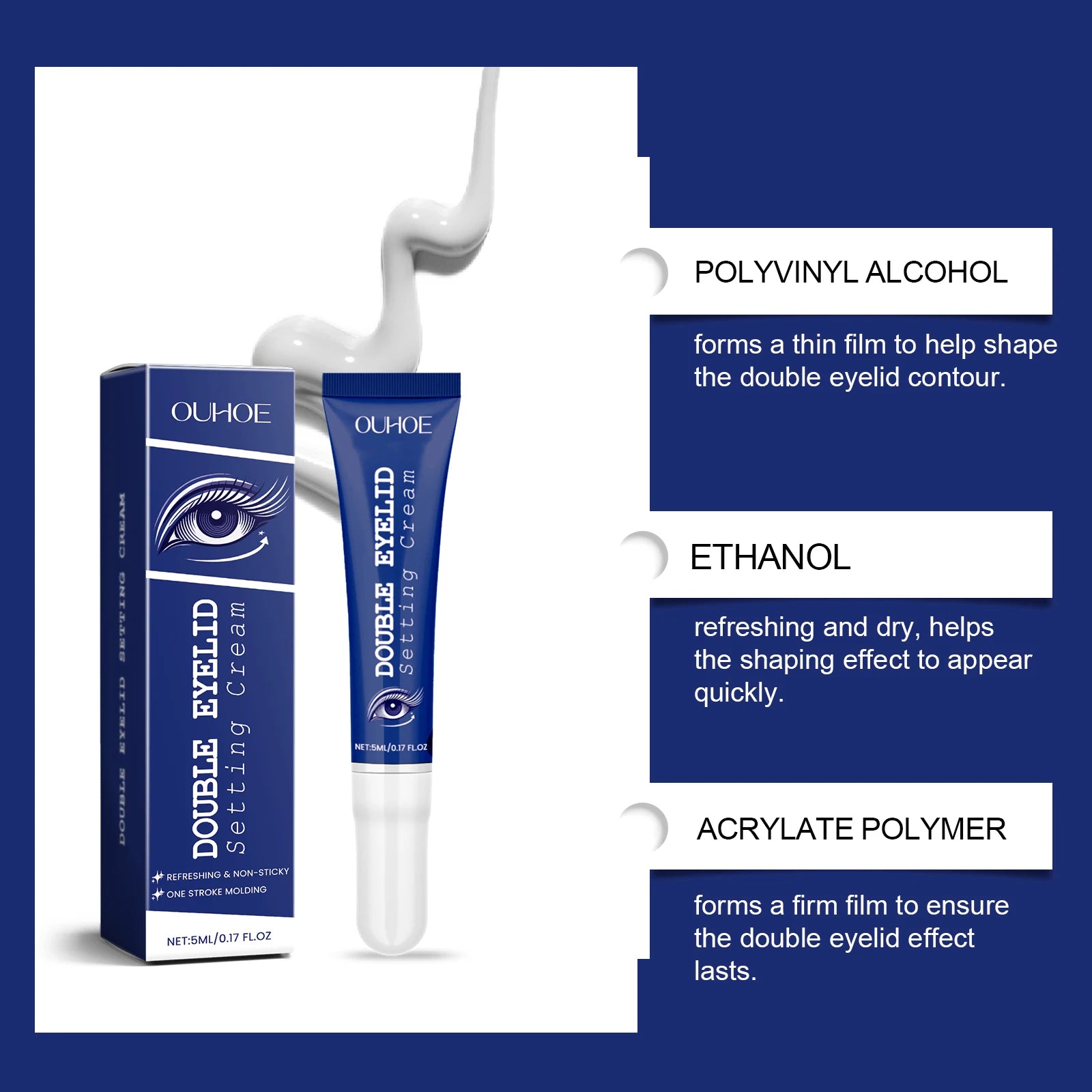 Double Eyelids Shaping Cream Traceless Tightening Waterproof Enhance Eye Styling Quick Dry Lasting Lifting Eyelid Defining Cream Zpaxo
