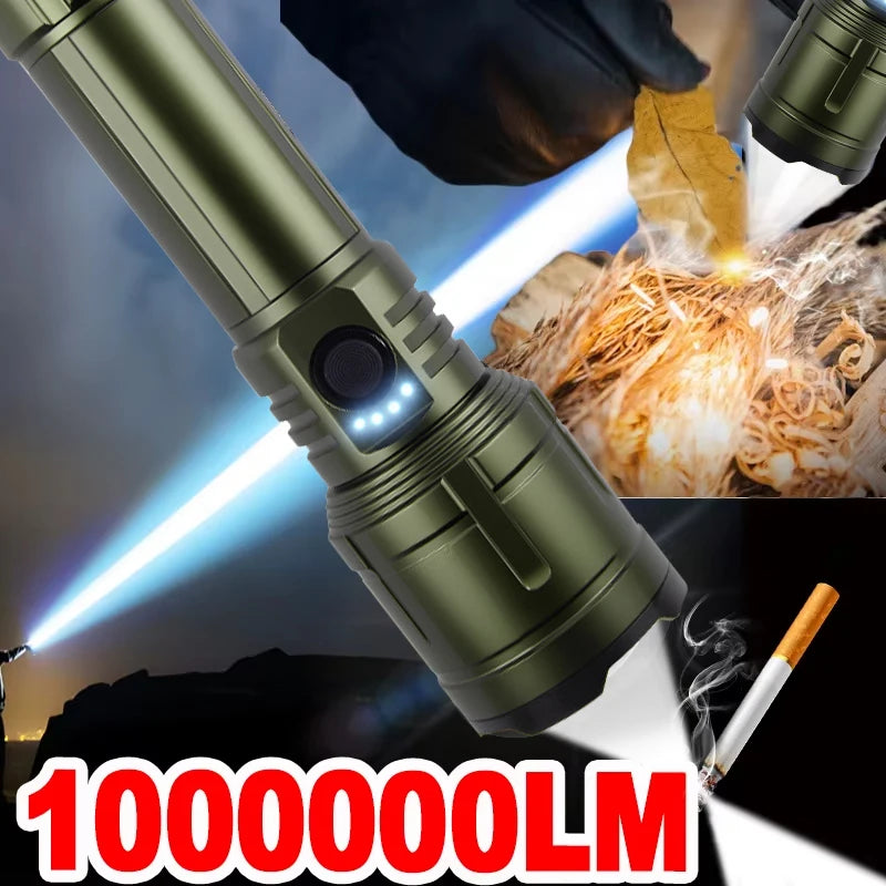 5000mAh LED Tactical Flashlight – Type-C Rechargeable Power Bank
